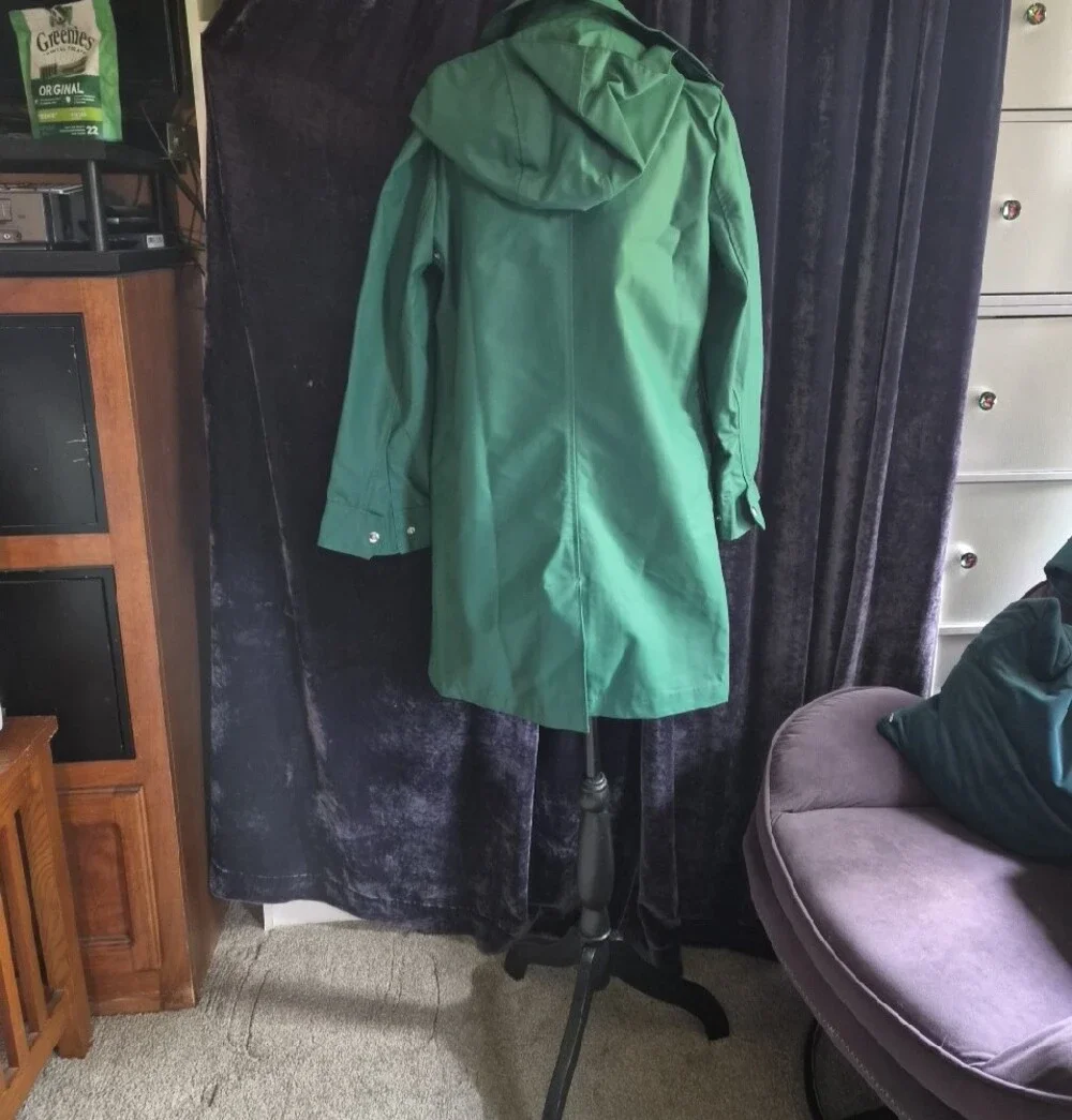 NWT J. Crew Green Hooded Rain Trench Coat Sz XXS